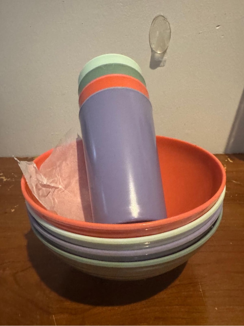 Colorful Stackable Ceramic Bowls and Tumbler Set - Pastel Mix